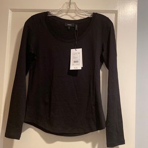 Theory Tiny Scoop Long Sleeve Apex Tee Pure - Black S